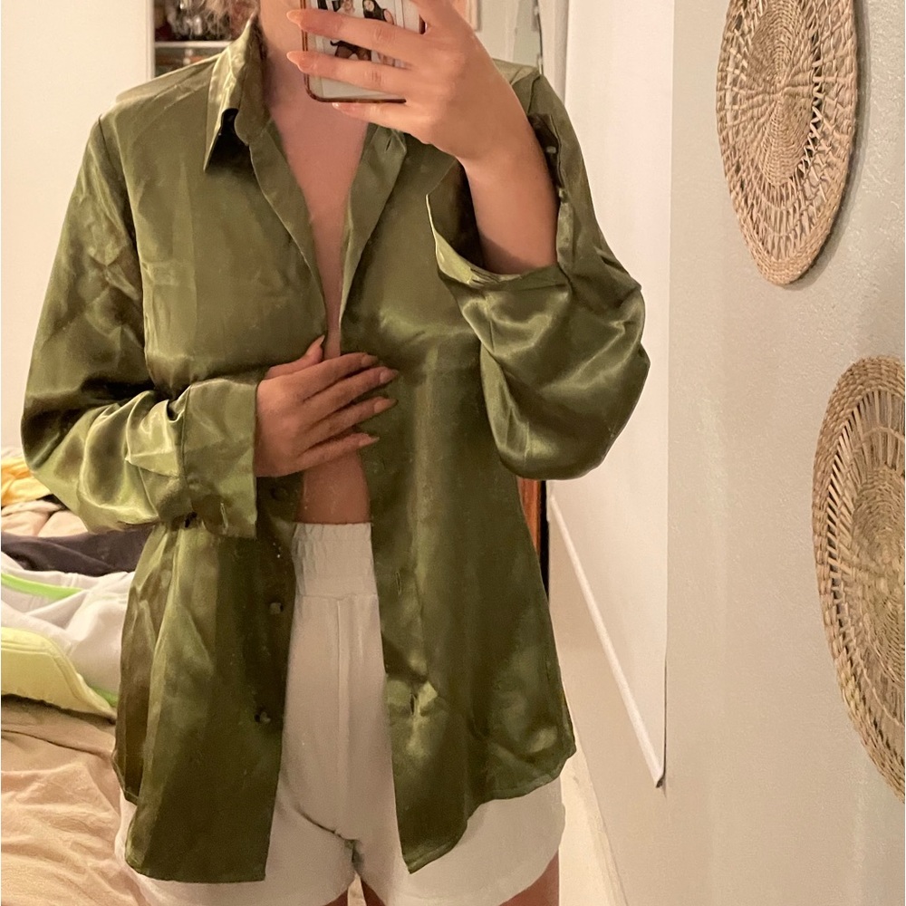 Satin Button Down - image 1